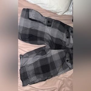 Plaid Black/Grey Cargo Shorts